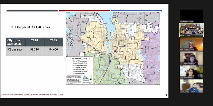 At the joint Planning Commission meeting of Thurston and Olympia on October 11, 2022, Associate planner for Thurston Country Leah Davis briefly discussed the updated Joint Plan.