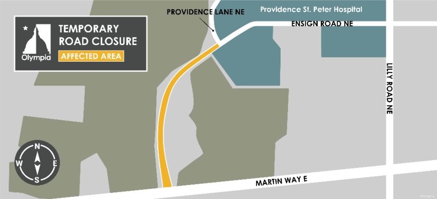 Ensign Road will be closed off from Martin Way to Providence Lane tomorrow, October 27, from 8 a.m. to 3 p.m.