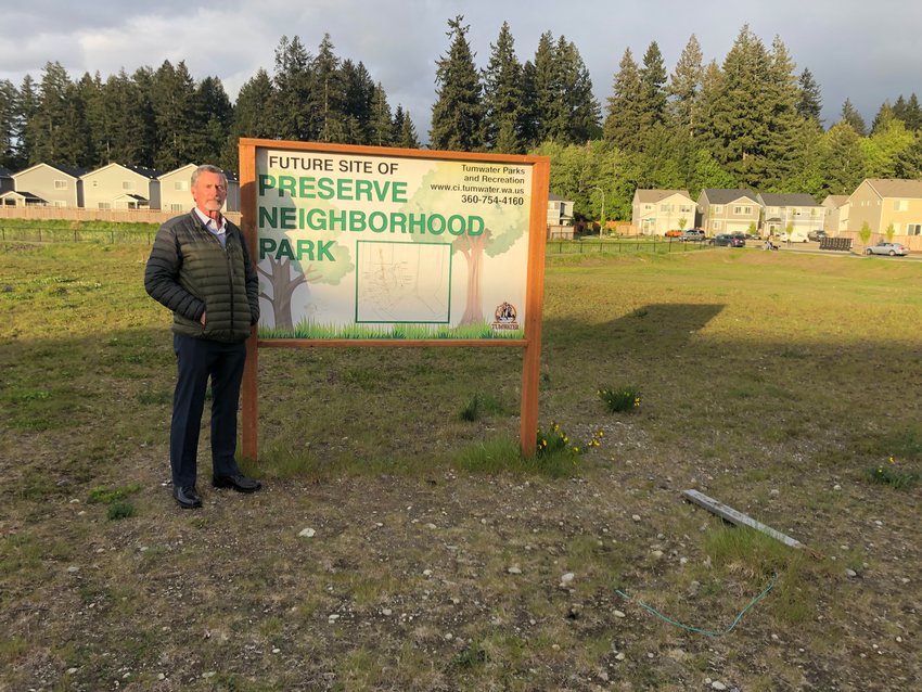 Tumwater councilmember Charlie Schnieder at the future site of the city's Preserve Park, one of the city's Parks &amp; Recreation Commission's projects. May 18, 2022.