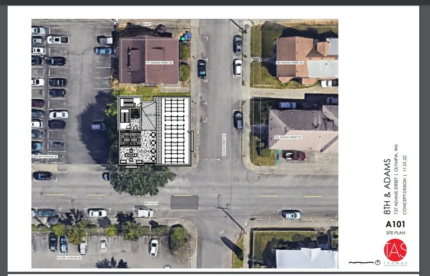 Olympia Site Plan Review Committee heard a proposal for a five-story building at 727 Adams Street SE on December 7, 2022.