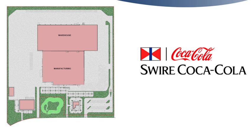 Potential site plan for a manufacturing site to be used by Swire, a bottle for Coca-Cola.