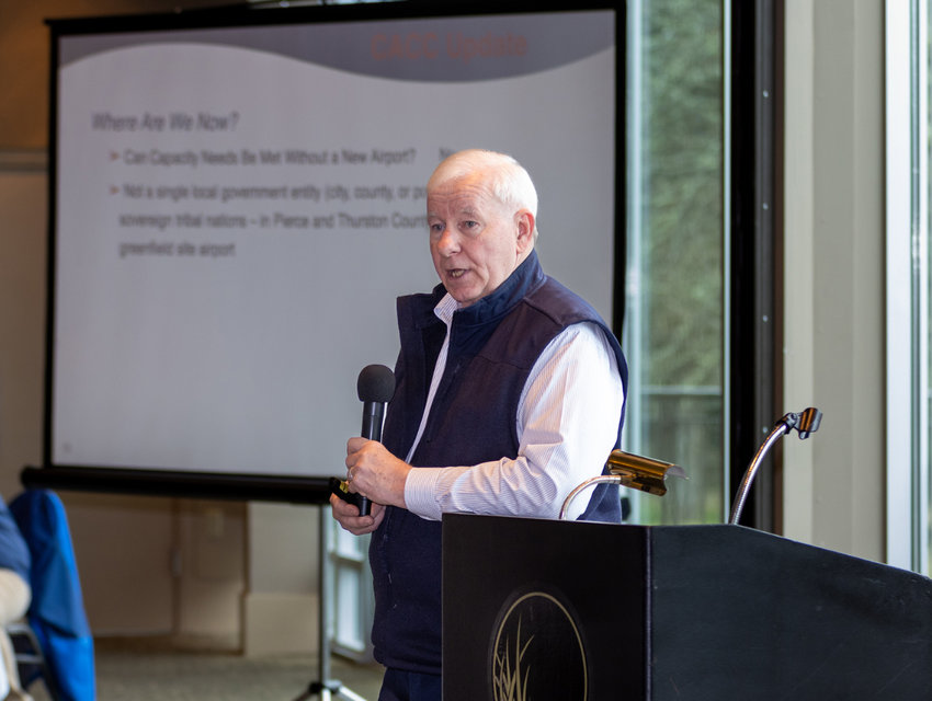 Warren Hendrickson, new chair of Washington's Commercial Aviation Coordinating Commission, spoke to the Lacey South Sound Chamber of Commerce's Forum on January 4, 2023.