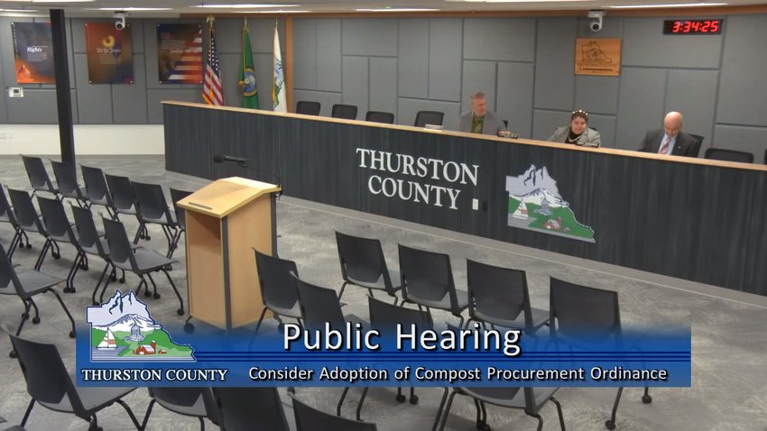 A public hearing on an ordinance requiring the use of compost in public projects was closed without any comments from the public.