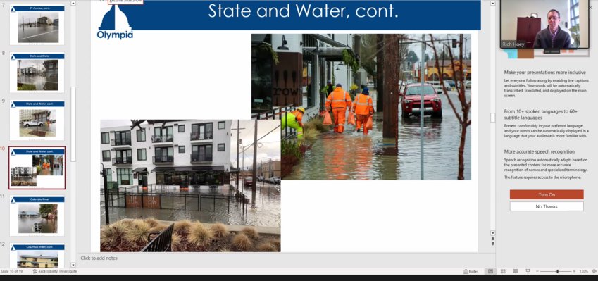 At a Sea Level Rise Response Collaborative-Executive Committee meeting held Friday, March 3, 2023, Olympia assistant manager Rich Hoey and former Olympia Water Resource Director Eric Christensen discussed the record King Tide that occurred last December 27.
