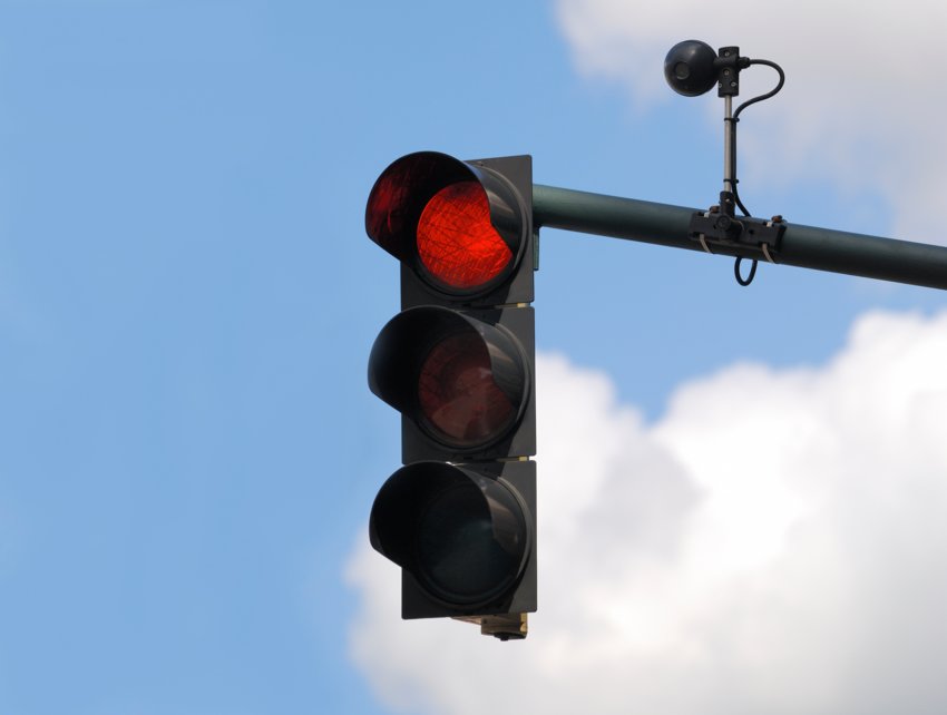 Traffic light with a sensor shown is representative of what the upgraded thermal traffic sensors will look like.