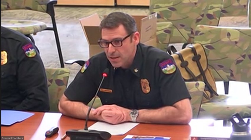 Olympia&rsquo;s Deputy Fire Chief Michael Buchanan discussed the updated Comprehensive Emergency Plan at the city council study session held Tuesday, March 21, 2023.