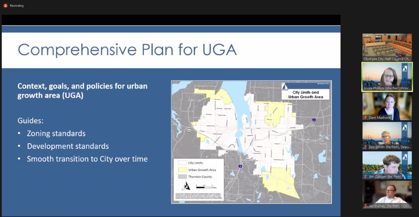 Olympia Principal Planner Joyce Phillips updated the Land Use and Environment Committee on the Olympia-Thurston County Joint Plan on Thursday, March 23, 2022.