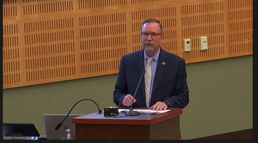 Olympia City Manager Jay Burney presented a recommendation to allocate a $6.6 million funding balance on Tuesday, June 20, 2023, at the city council meeting.