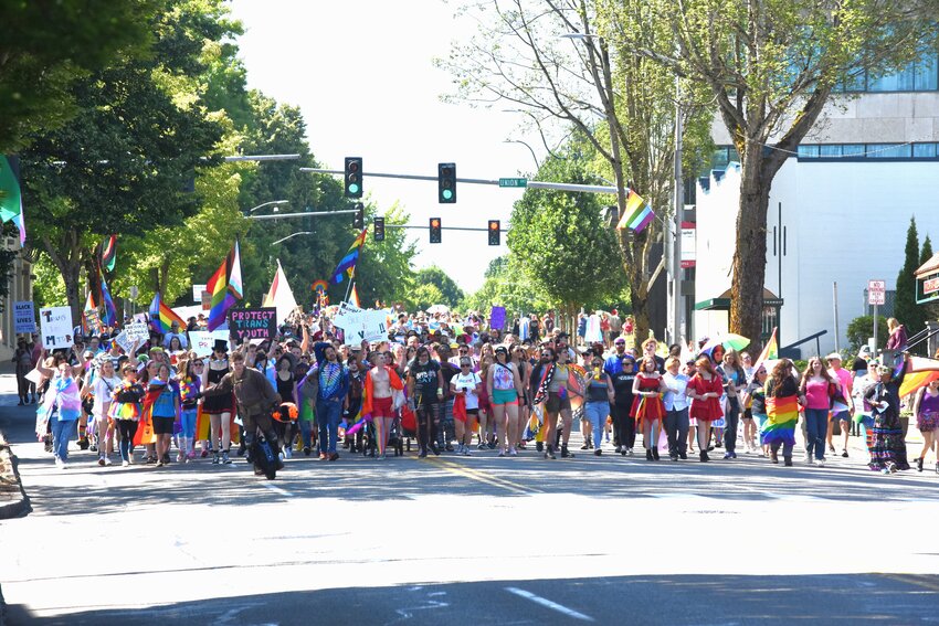 Several thousand people participated in the Pride Parade on Saturday, July 1, 2023, part of the Capital City Pride Festival in Olympia.