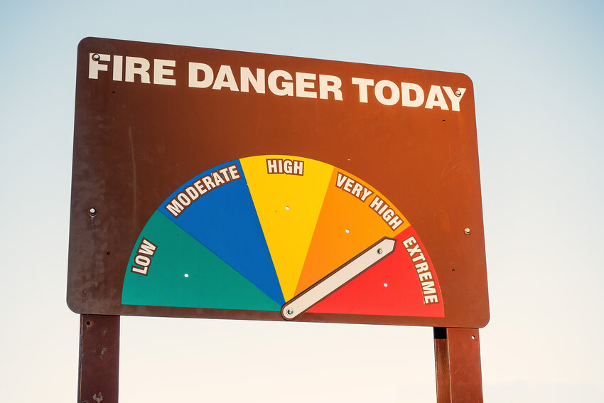 Fire danger sign that shows the high danger of fires spreading.