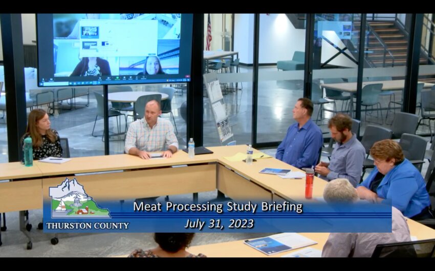Thurston and Pierce County representatives gathered yesterday, July 31, to discuss updates about the Central and South Puget Sound Region Meat Production and Processing Infrastructure and Labor Study.