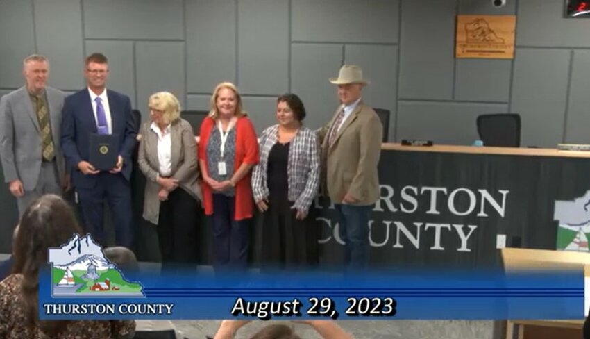 The Office of Washington State Auditor Pat McCarthy and her staff attended the Board of County Commissioners meeting on August 29 to recognize Thurston County as an &quot;outstanding example of commitment to making government work better.&quot;