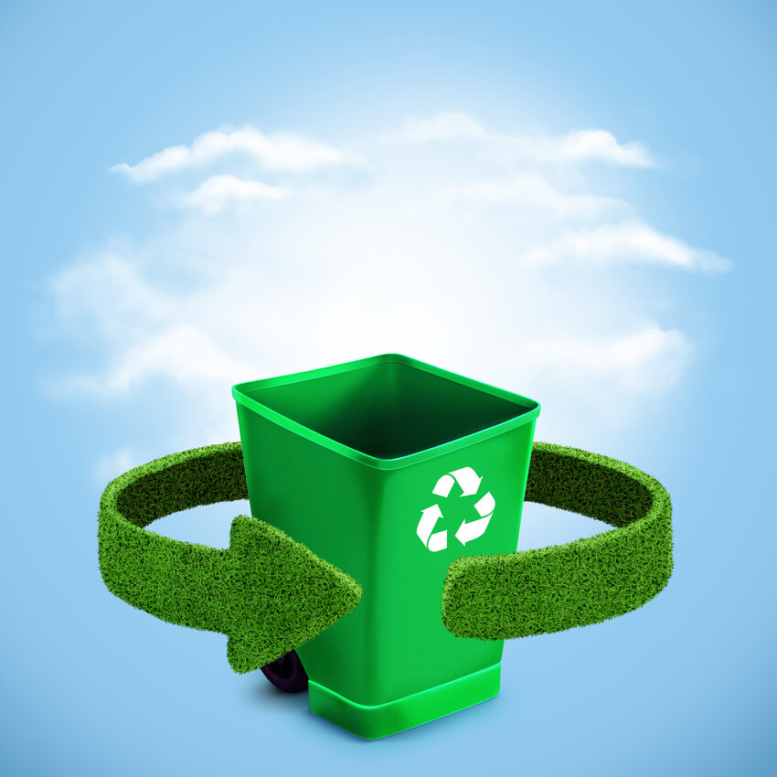 Green plastic recycling container ecology image, time to recycle