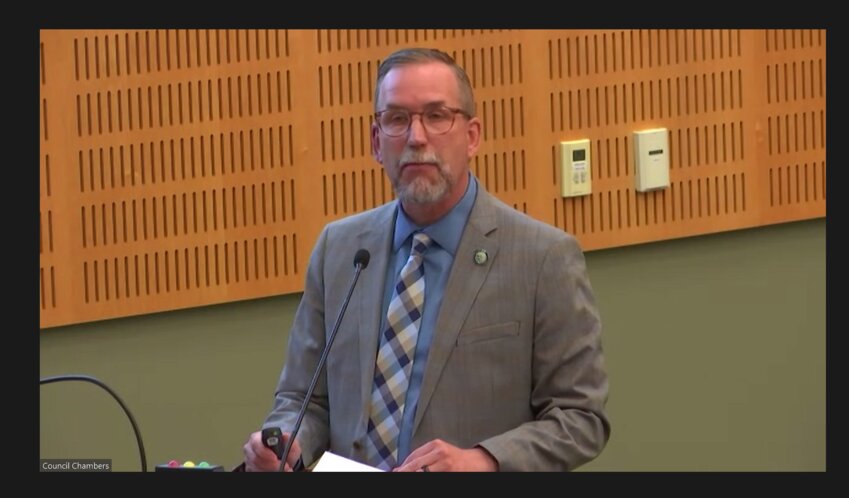 Olympia City Manager Jay Burney spoke about the 2024 Operating Budget at the city council meeting on Tuesday, October 17, 2023.