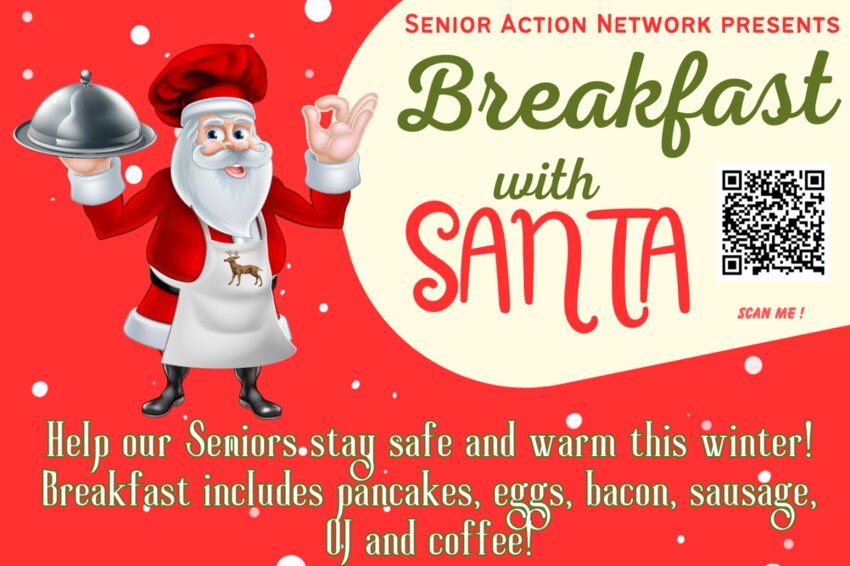 On Saturday, December 2nd, the auditorium in the Olympia Senior Center will be transformed into a winter wonderland of holiday decorations and delights. What is more fun than having a breakfast of sausage, bacon, pancakes, eggs coffee, juice and hot chocolate and sharing it with Santa? SAN members prepare the breakfast and local Girl Scout &ldquo;Elves&rdquo; will help serve.