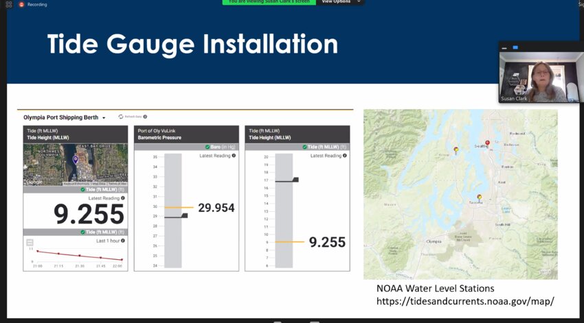 At a Friday, December 1, 2023, SLR Collaborative-Executive meeting, Olympia's Engineering and Planning supervisor, Susan Clark, discussed the tide gauge installed at the Port of Olympia's shipping berth that could help in monitoring water level.