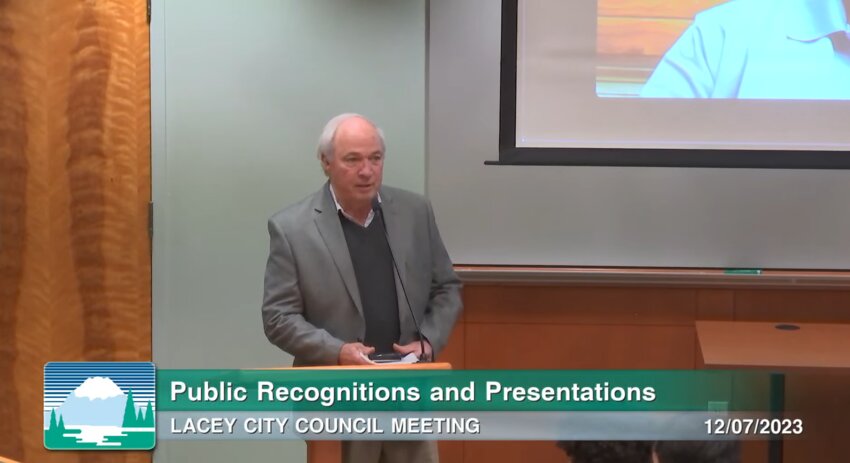 On December 7, 2023, the Lacey City Council gave Jerry Wilkins the Distinguished Public Service Award for over a decade of service to the city.