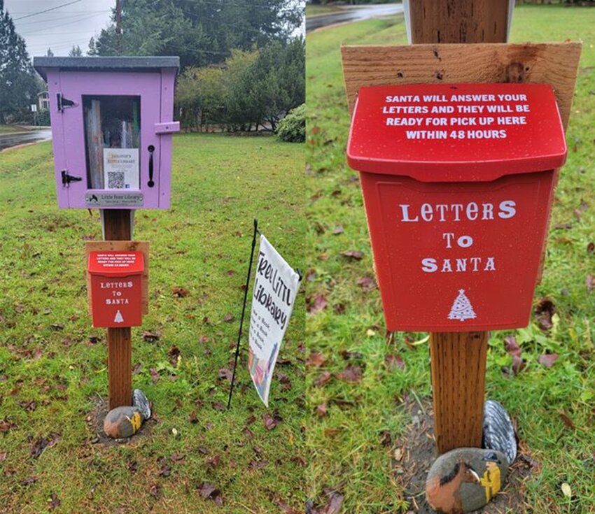 Bring your kiddos to get a book at Leilonie's Little Library and drop off your letter to Santa in the Red Mailbox.  1024 Skyridge ST SE, Lacey, WA