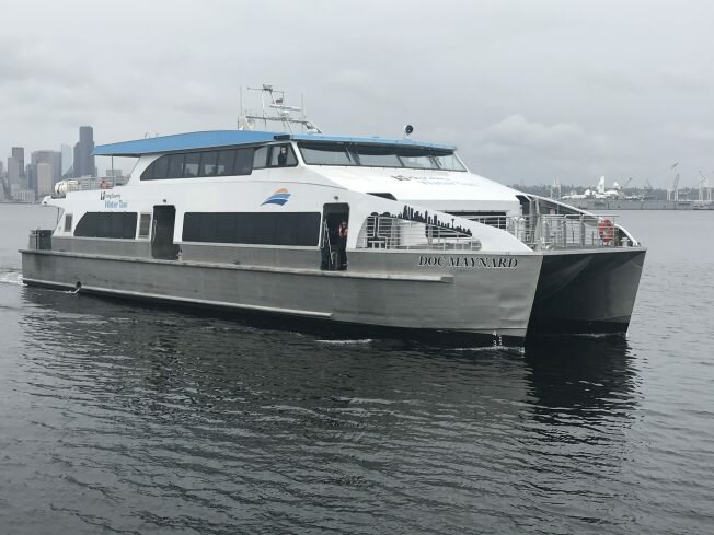 The Doc Maynard is a passenger-only ferry that runs from downtown Seattle to West Seattle at up to 28 knots.