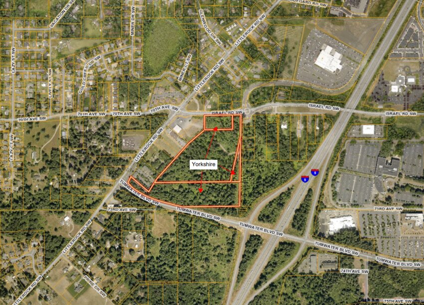 Yorkshire Apartments would be built between Israel Road and Tumwater Boulevard.