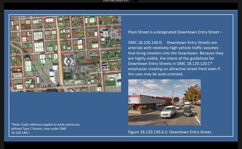 The Olympia Planning Commission held a public hearing on the drive-through proposal on Plum Street on Monday, January 8, 2024.