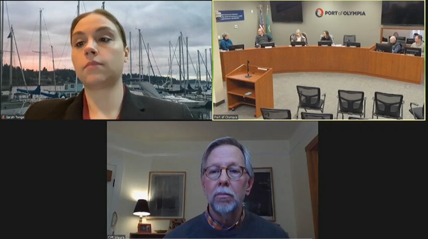 The Port of Olympia Commission, along with Cliff Moore from Porthman Consulting, discussed whom to invite for a panel to interview candidates for the executive direction position.