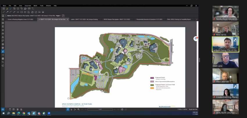 At a meeting on Wednesday, January 17, 2024, the Olympia Site Plan Committee reviewed South Puget Sound Community College's proposal to develop campus student housing and athletic fields.