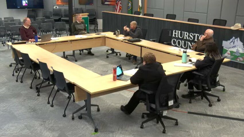 Interim Manager and Budget Director Robin Campbell briefed the Thurston Board of County Commissioners on the salary offer for the newly appointed county manager Leonard Hernandez during a meeting on February 12, 2024.