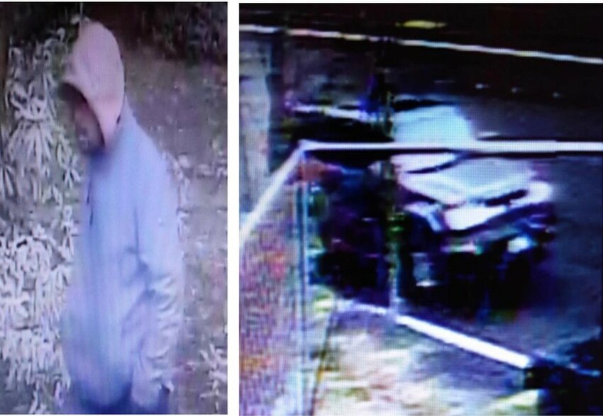 Photos of the burglary suspect and the vehicle that he may have used at the time of the crime.