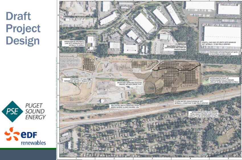 A proposed layout design of the solar facility in  Thurston County Waste and Recovery Center as discussed during a county commissioners meeting in September last year.