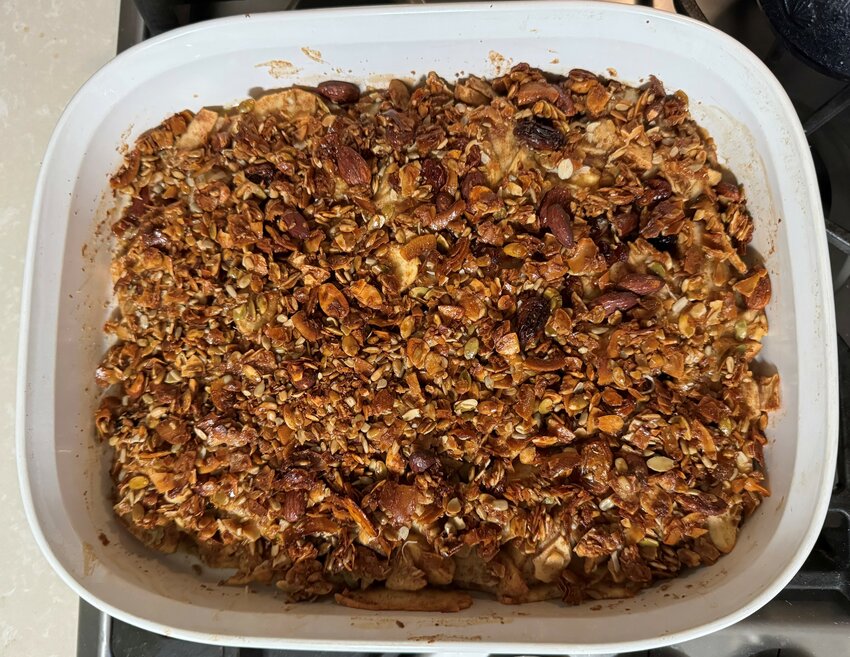 Apple crisp is easy to make and can be customized for various diets.