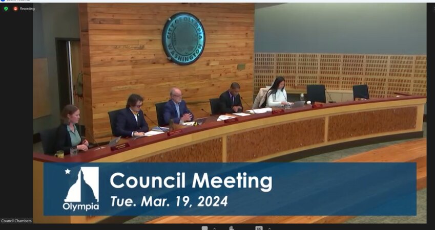 The Olympia City Council opened the public hearing on the proposed rental protections and relocation assistance policies on Tuesday, March 19, 2024.