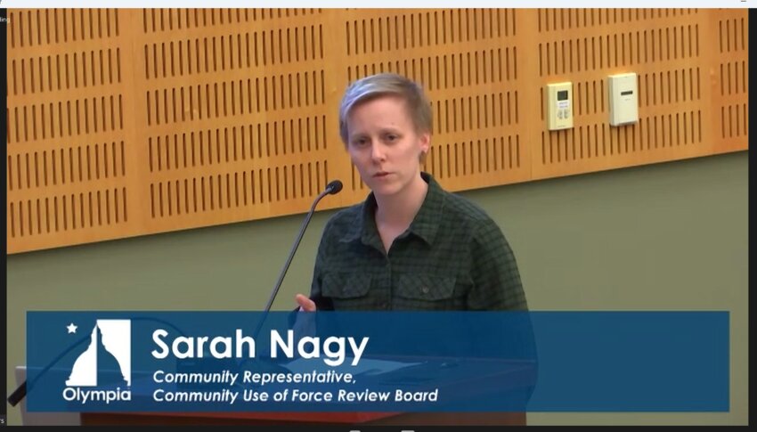 Sarah Nagy, community representative to the Use of Force Events Board, concurred with the Board's finding that using force in an 11-hour standoff incident in Tumwater in December 2022 was justified.