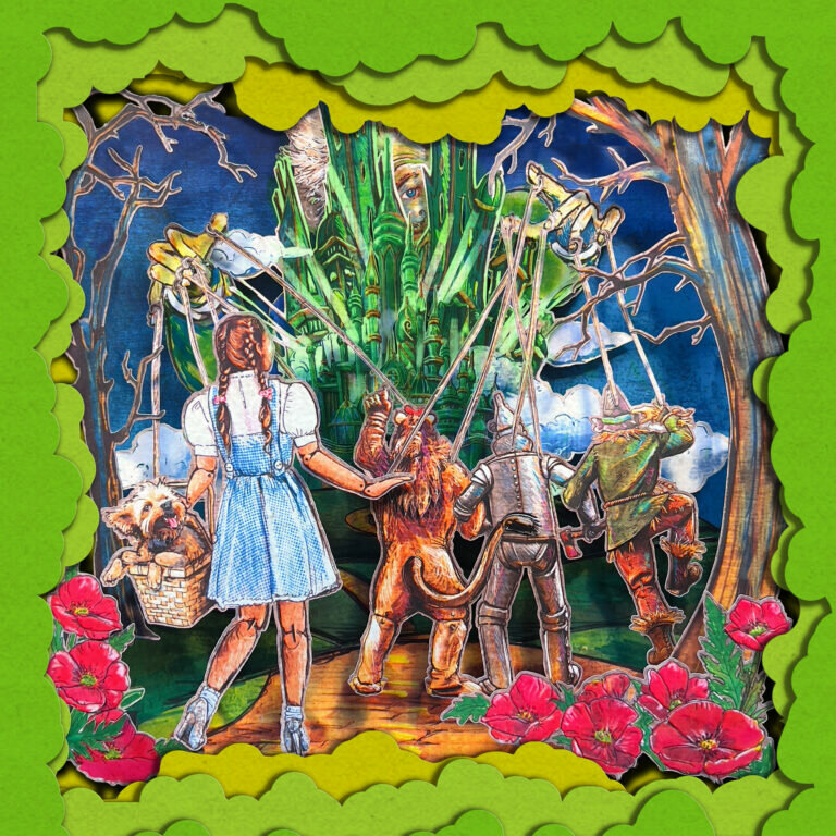 Audiences can expect hand-crafted puppets that breathe life into the characters, adding an extra layer of wonder to the journey through the Land of Oz. Wizard of Oz poster.