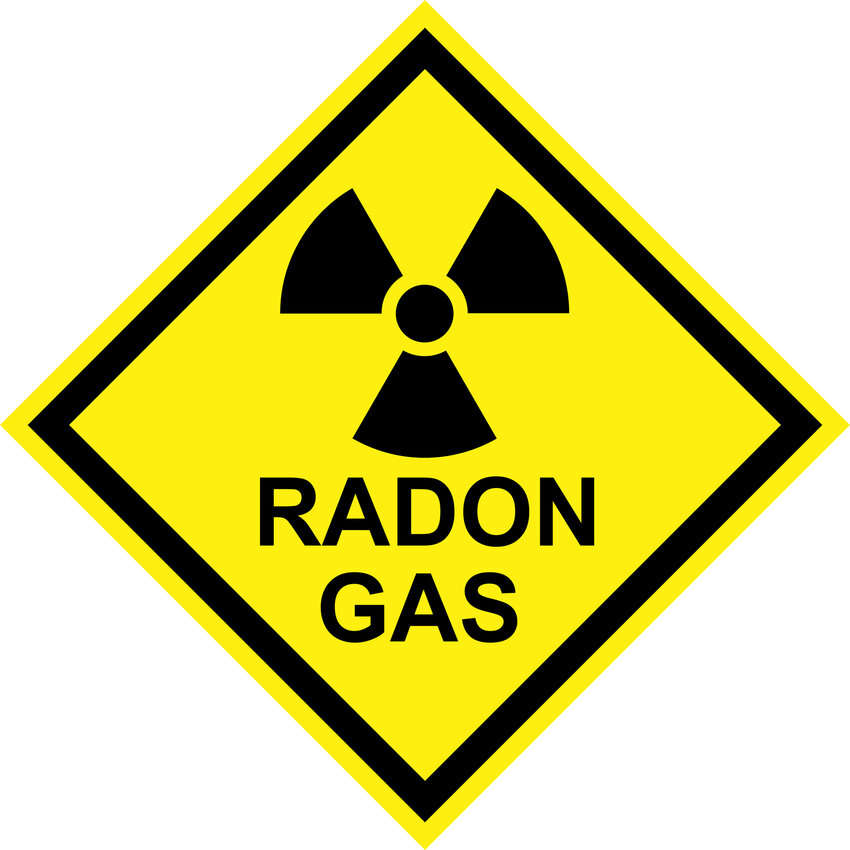 Yellow radiation hazard sign due to Radon Gas