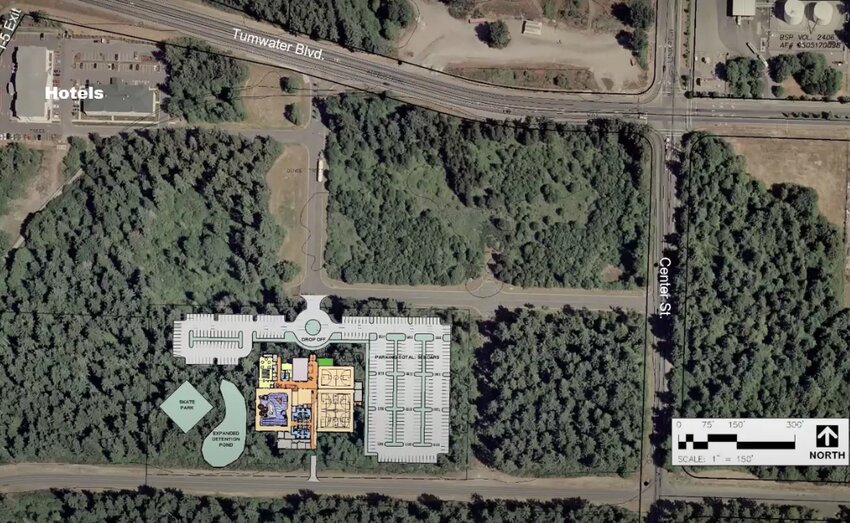 One of the possible locations of the community center is a site near Tumwater Boulevard and I-5.