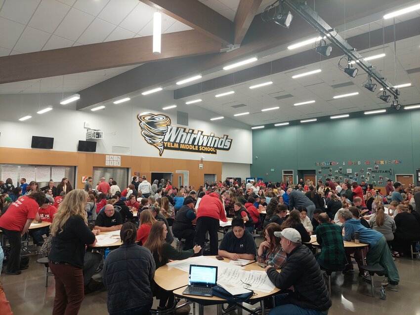 Upwards of 400 community members packed the Yelm Middle School Commons at a Community Forum on May 16, 2024. They pitched in to help brainstorm practical solutions to the district&rsquo;s needed 13% budget cut.