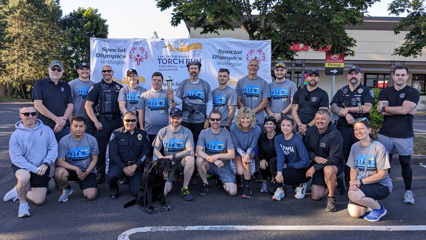 Special Olympics athletes and local law enforcement officers gathered on June 7, 2024 before the annual Torch Run.