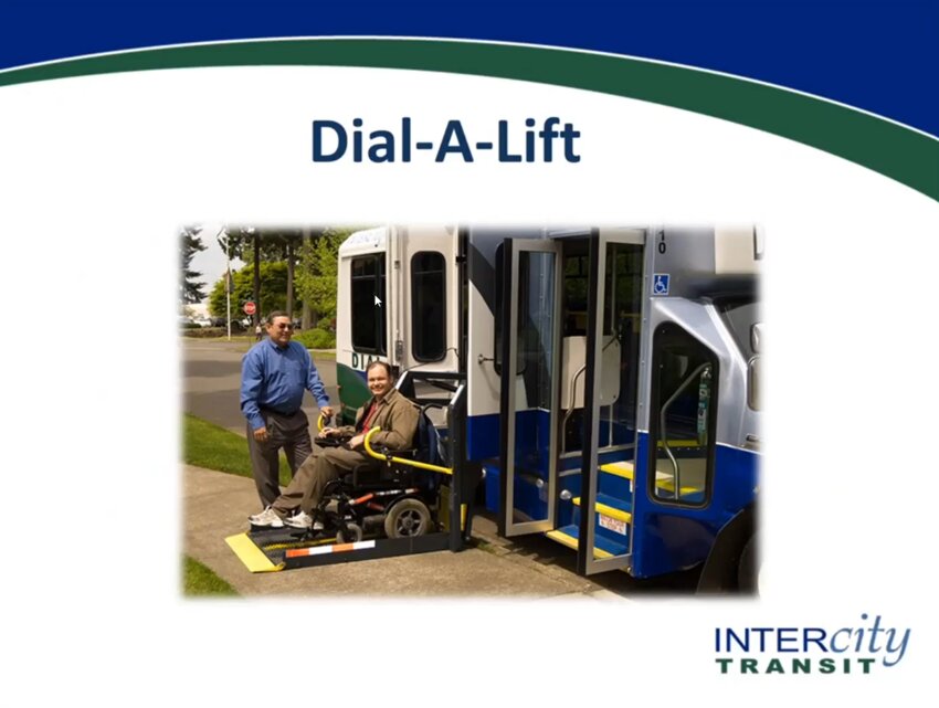 A slide from Dial-A-Lift Manager Kevin Karkoski&rsquo;s presentation showing IT&rsquo;s dial-a-lift service.