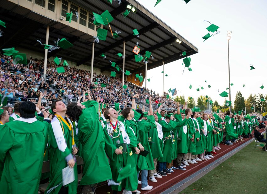 Graduates celebrate, Tumwater High School, 2024