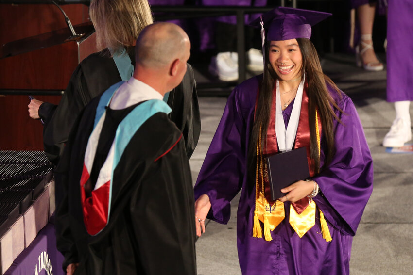High honors student Azalea Papagayo Abejon leads the 263 members of the NTHS Class of 2024 across the stage to receive their diplomas.