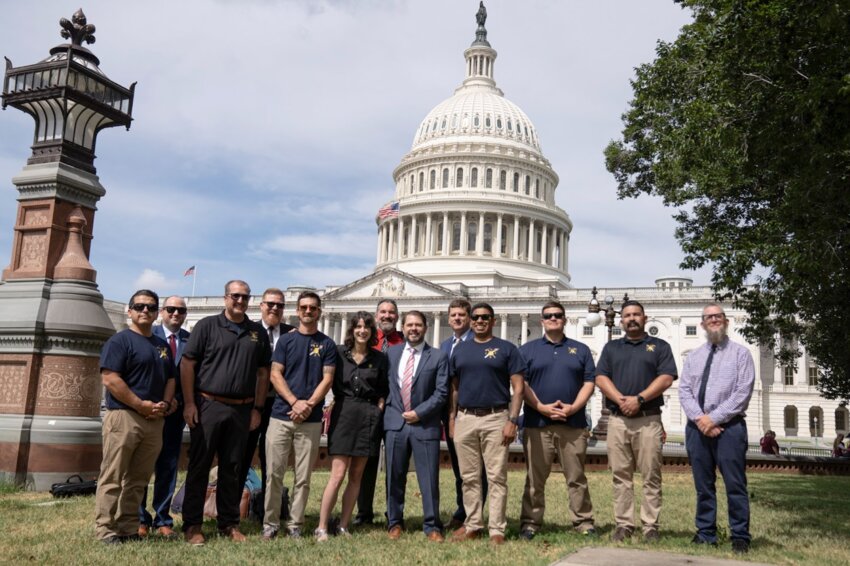 Wildland firefighters visited the Capitol and met with U.S. Rep. Marie Gluesenkamp Perez (whose district includes part of Thurston County), along with Rep. Ruben Gallego of Arizona.