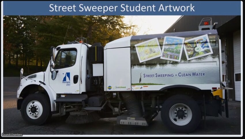 The students' art featured on a street sweeper.