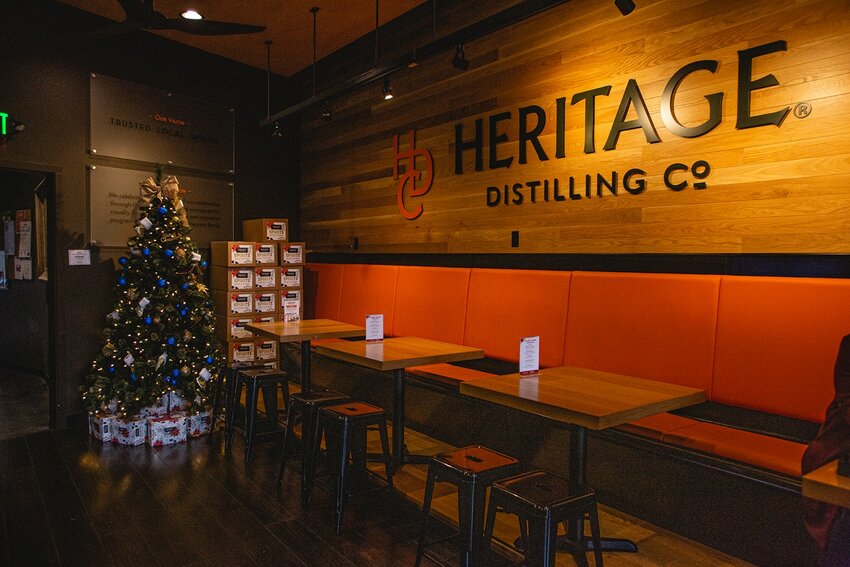 Inside Heritage Distilling Company's Gig Harbor tasting room.
