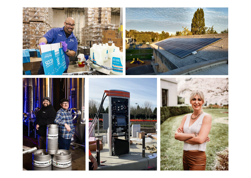 Green leadership embedded into business practices, as shown in this collage featuring 2025&rsquo;s Thurston County Chamber of Commerce top green business awardees.&nbsp;