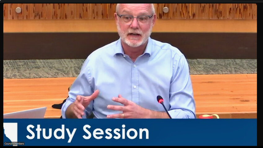 The Olympia City Council reviewed the capital facilities plan of the 2045 Comprehensive Plan at its study session on Tuesday, April 15, 2025. Council member Clark Gilman said the CFP chapter does not adequately address the impacts of transportation infrastructure on greenhouse gas emissions. 