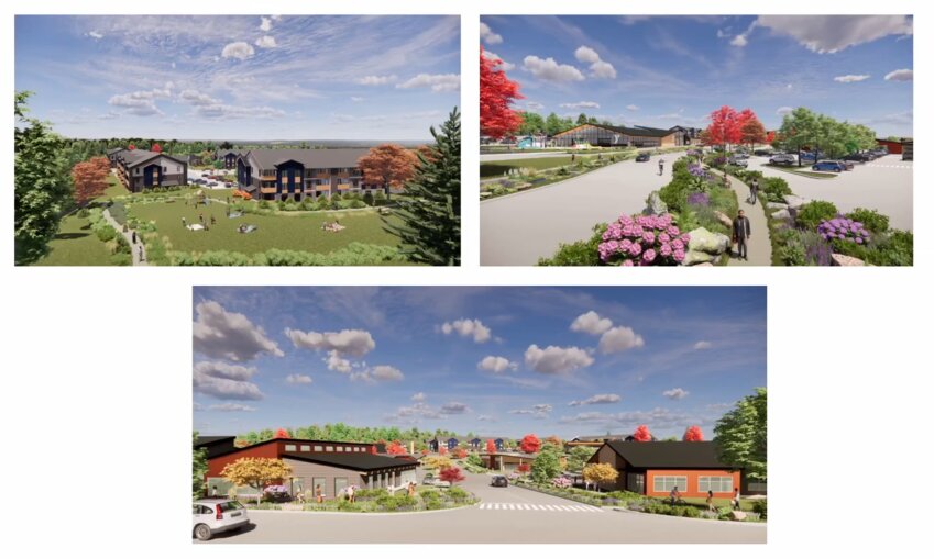 “It's our intent to bring cultural awareness,” Mike Brewer of Bar Holdings said as he showed conceptual renderings of the Salish Landing project to the Tumwater City Council on Tuesday, April 22, 2025. Brewer said the renderings incorporate designs, landscaping and color schemes that were developed in cooperation and guidance of the Squaxin Island Tribe.  