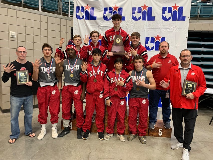 Katy High's boys wrestling team won its fifth straight regional championship at the Region III-6A tournament on Feb. 15 at the Merrell Center.