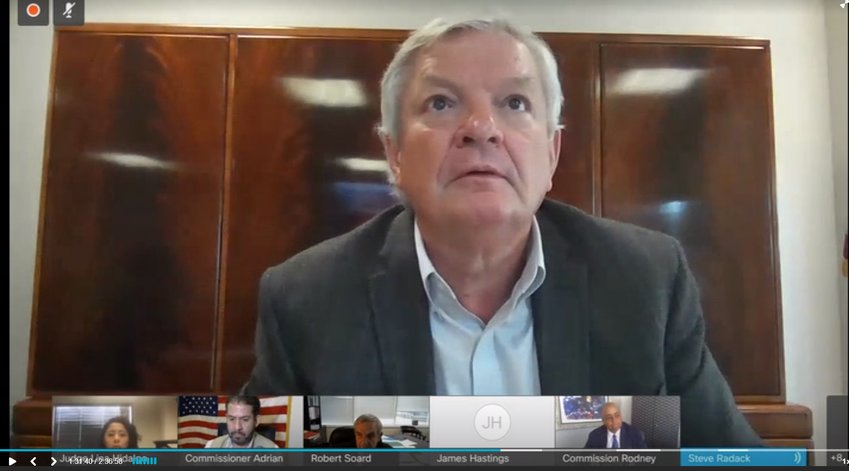 The Harris County Commissioners Court met virtually Tuesday in order to practice social distancing and prevent the spread of COVID-19. Here, Commissioner Steve Radack who serves the Katy area of Harris County speaks regarding expedited purchasing processes.