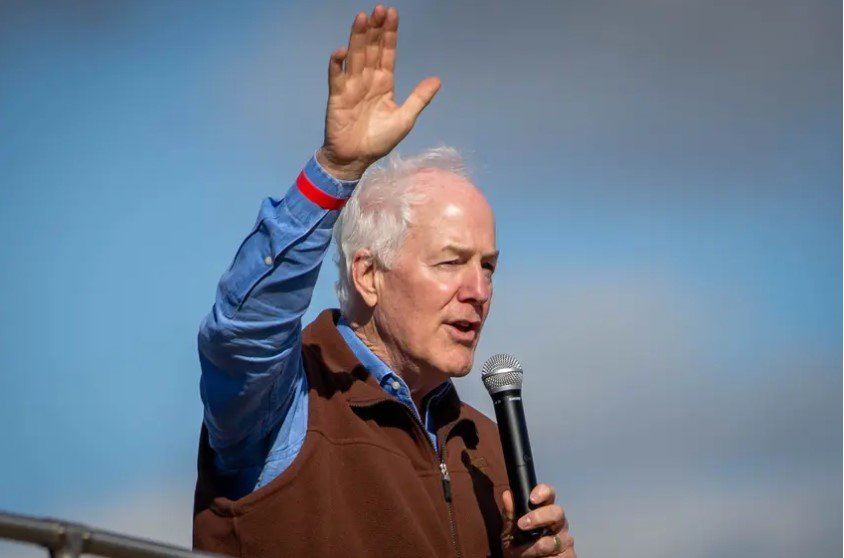 U.S. Sen. John Cornyn, R-Texas, visited College Station on Oct. 28, 2020, as part of his statewide bus tour. Cornyn was also joined by Rick Perry and Pete Sessions at this campaign stop.
